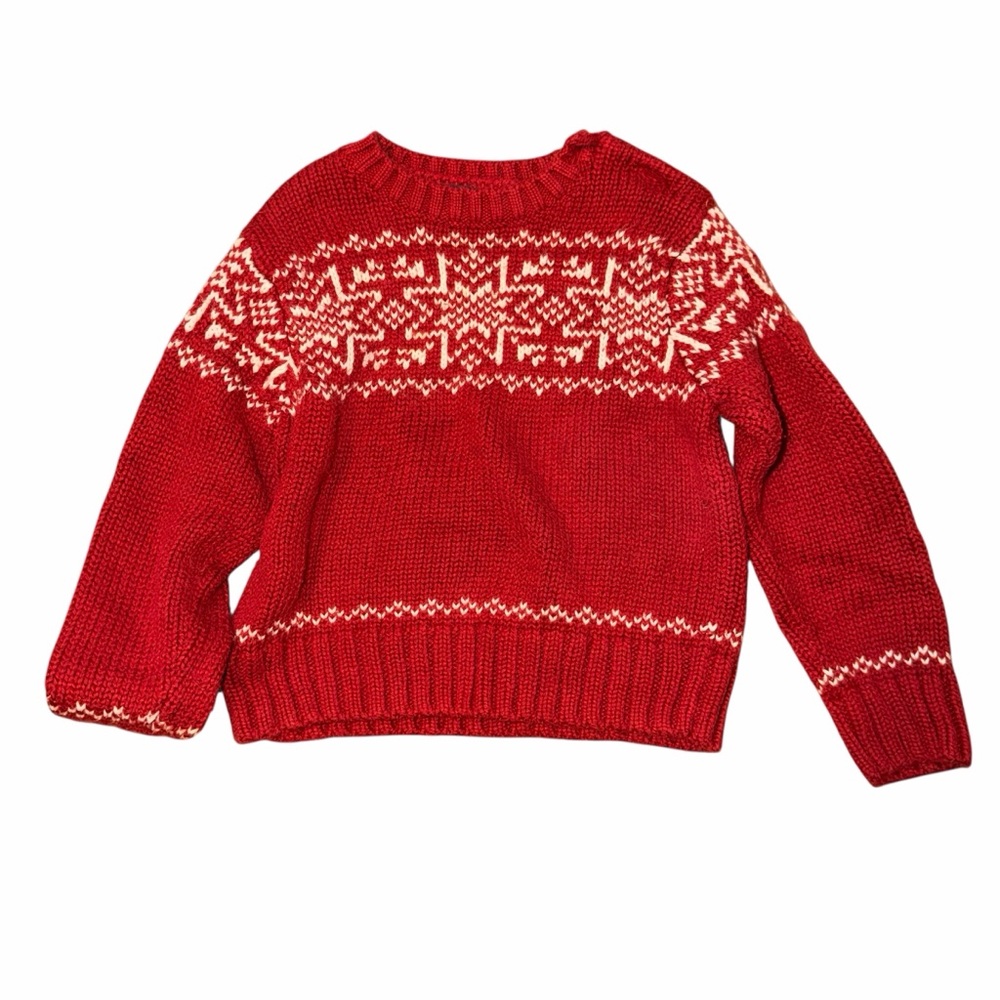 Polo by Ralph Lauren Red Fair Isle Knit Sweater with White Pattern Size 24 Month